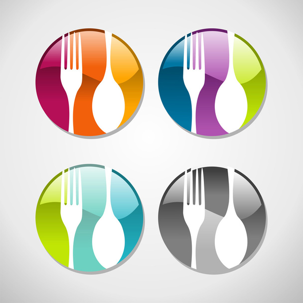 Gourmet glossy web button icons set - Vector, imagen