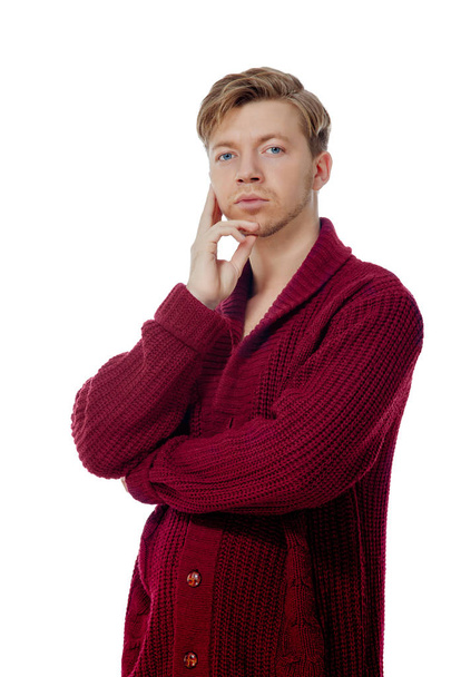 young man dressed in a maroon sweater - Photo, Image