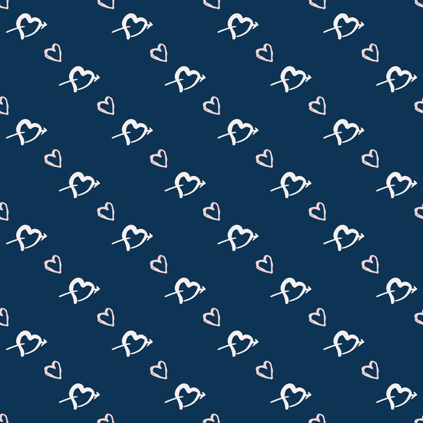 Doodle seamless pattern with hearts - Вектор,изображение