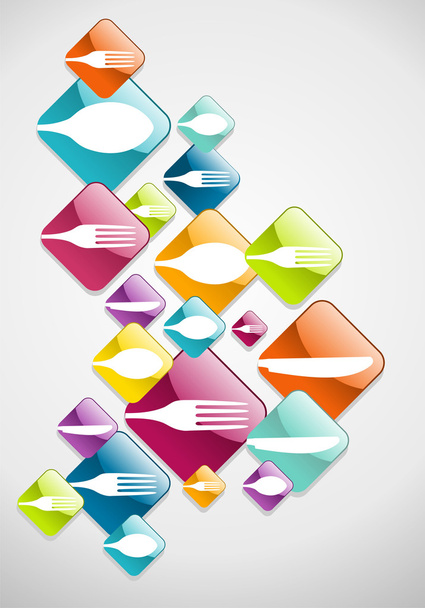 Arrow shaped food glossy icons background - Vektor, Bild