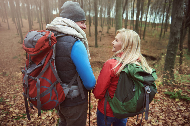 Couple hiking in autumn  - Photo, Image