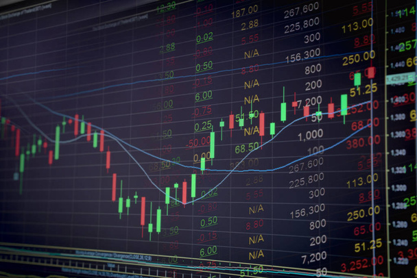 Stock market board background price graph chart. - Photo, Image