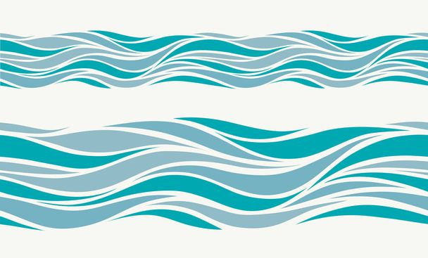 Seamless pattern with stylized blue waves - Διάνυσμα, εικόνα