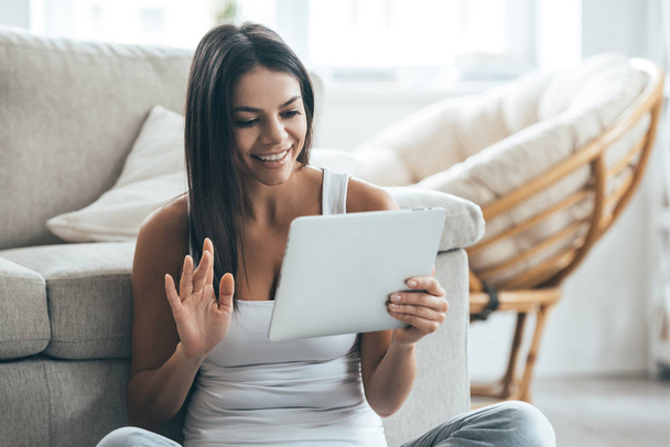 casual woman using digital tablet - Photo, image
