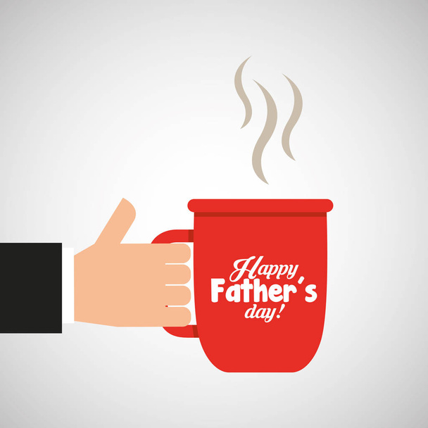 celebration happy fathers day cup coffee hot - Vector, Image