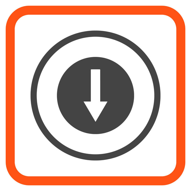 Down Rounded Arrow Vector Icon In a Frame - Vector, imagen