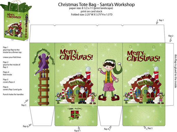 Santa's Workshop Tote Bag - Vector, Image