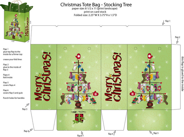 Stocking Tree Christmas Tote Bag - Vector, Image