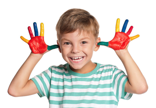 Little boy with paints on hands - Fotografie, Obrázek