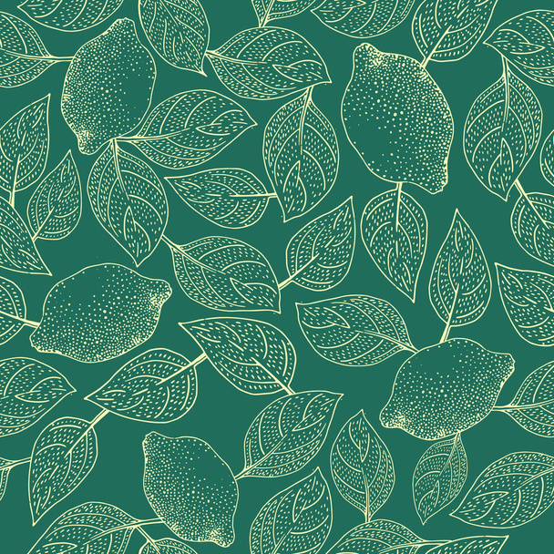 Seamless vector Pattern with Lemon Leaves - Vettoriali, immagini