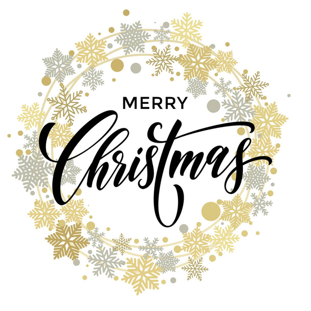 Merry Christmas calligraphy lettering with ornaments - Vecteur, image