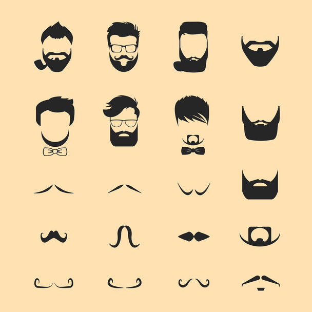 Hipster włosy i brody wąsy - Wektor, obraz
