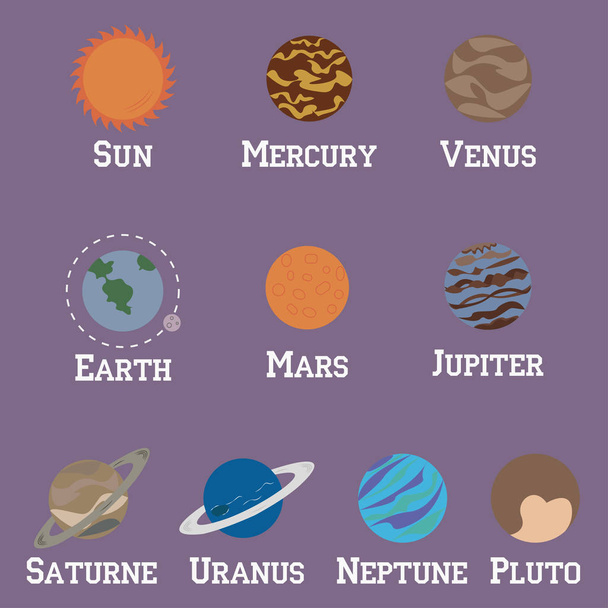 Solar system planets colorful - Vector, Image