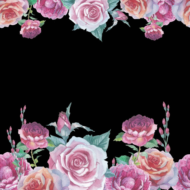 Fiore di campo rosa fiore telaio in stile acquerello isolato
. - Foto, immagini