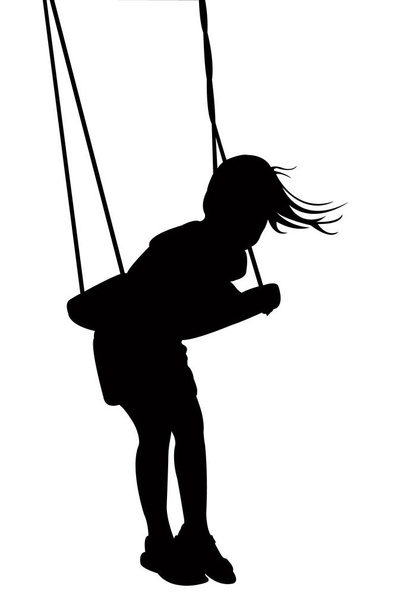 a girl swinging silhouette vector - Vector, Image