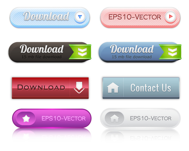 Web Elements Multicolored Shiny Vector Button Set - Vector, Image