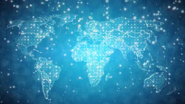 Sininen Snowy Looped tausta Maailman kartta
. - Materiaali, video