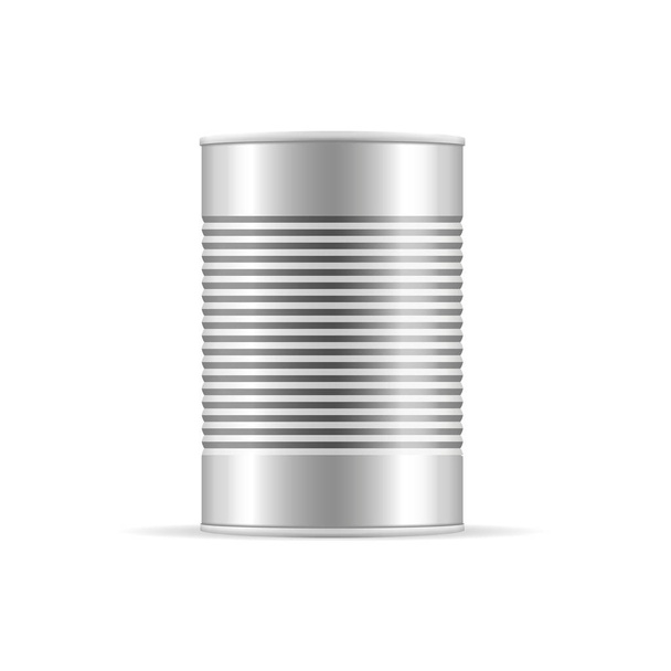 Ribbed Tin Can. Vector packaging mockup for your design. - Vector, Image