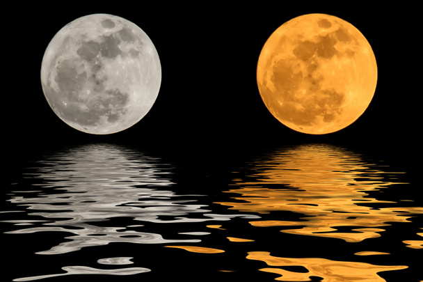 2 Σελήνη 2 χρώματα και σκιές - Φωτογραφία, εικόνα