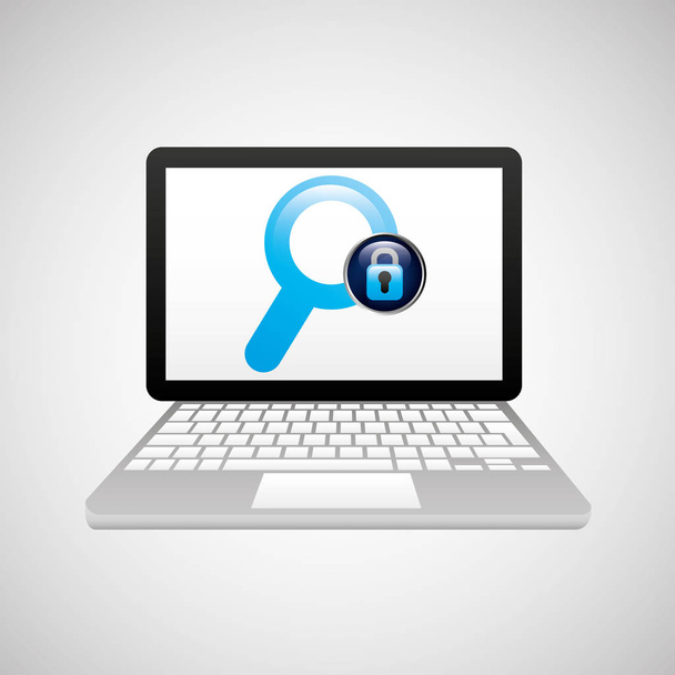 laptop padlock search data secure - Vetor, Imagem
