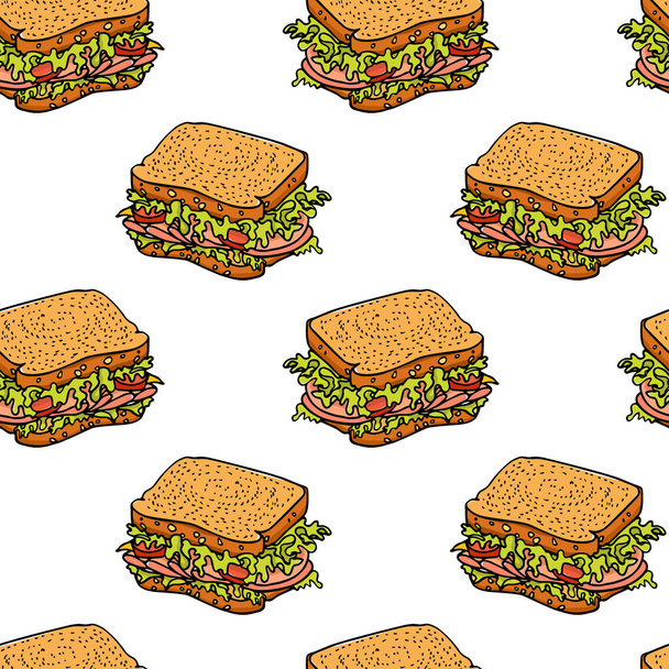 Sandwiches seamless pattern - Vektor, Bild