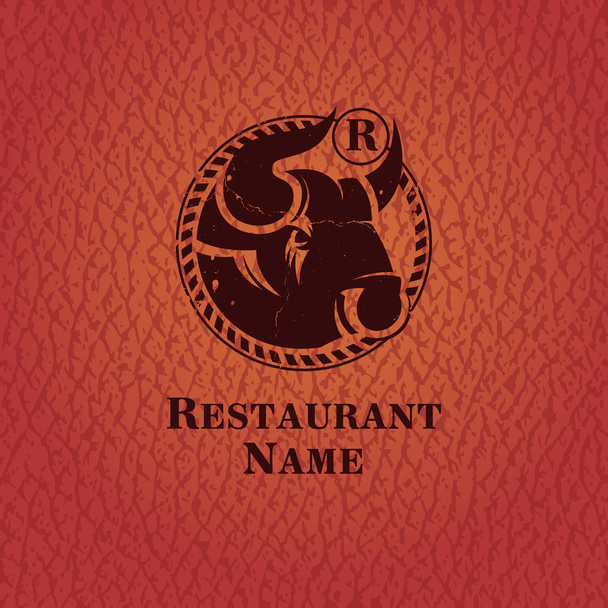 Head of bull. Template design restaurant. - Vector, afbeelding