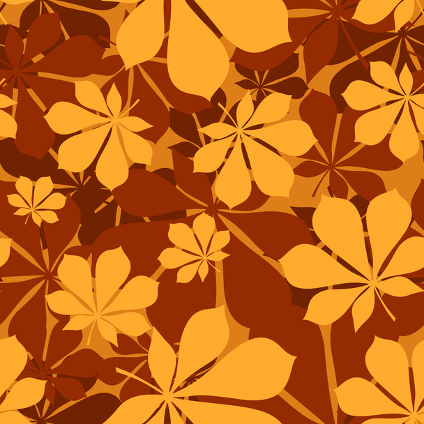 Seamless pattern with autumn chestnut leaves. Vector illustration. - Vettoriali, immagini