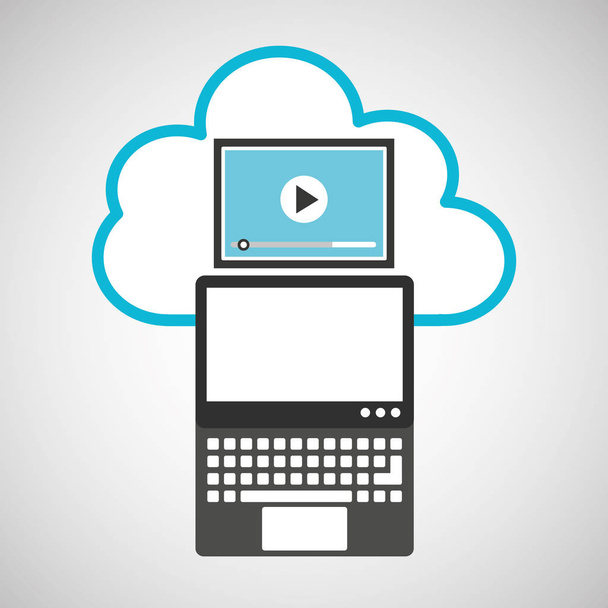 Cloud Computing Videoplayer - Vektor, Bild