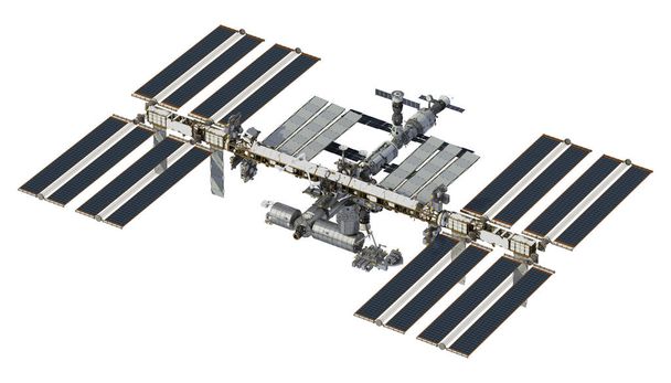 Mezinárodní vesmírná stanice na bílém pozadí - Fotografie, Obrázek