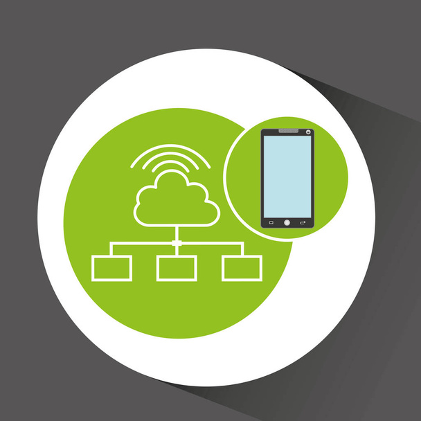 Smartphone uygulama geliştirme bulut bağlantı - Vektör, Görsel