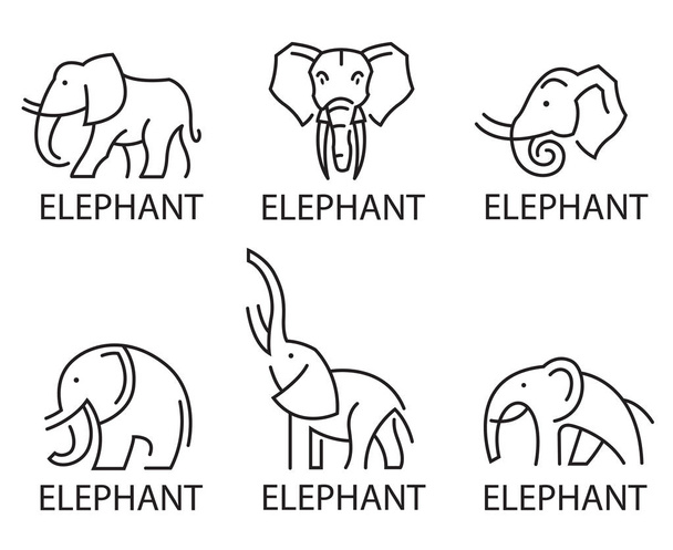 elephant icons set - Vector, Image