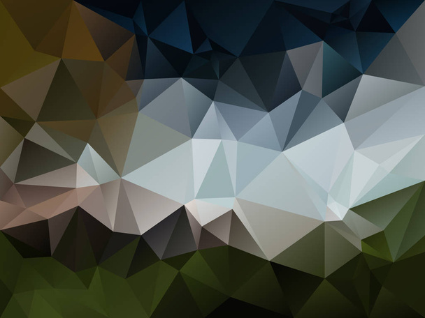vector abstract irregular polygon background with a triangle pattern in natural green, blue, gray and brown color - Vector, Image