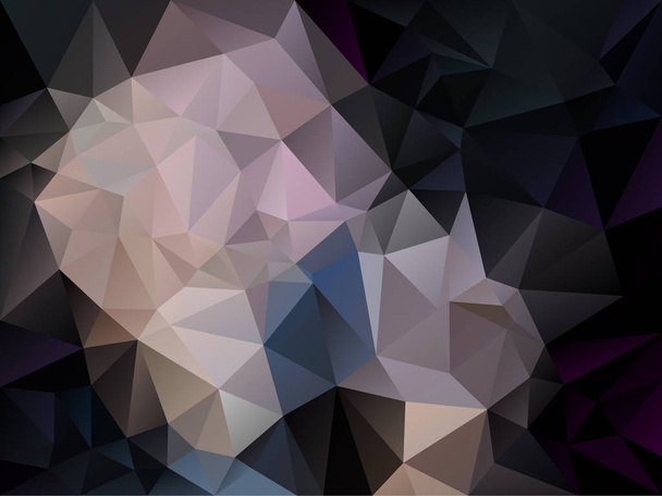 vector abstract irregular polygon background with a triangle pattern in black, beige, pink and violet color - Vector, Image