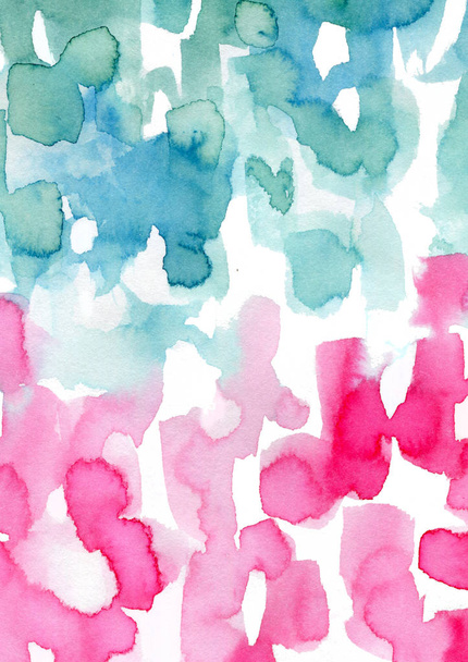Watercolor Wet Background. Blue and pink abstract background. - Photo, Image