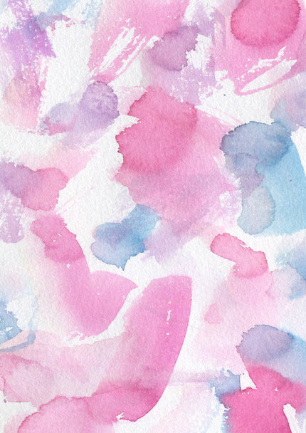 Watercolor Wet Background. Blue and pink abstract background. - 写真・画像