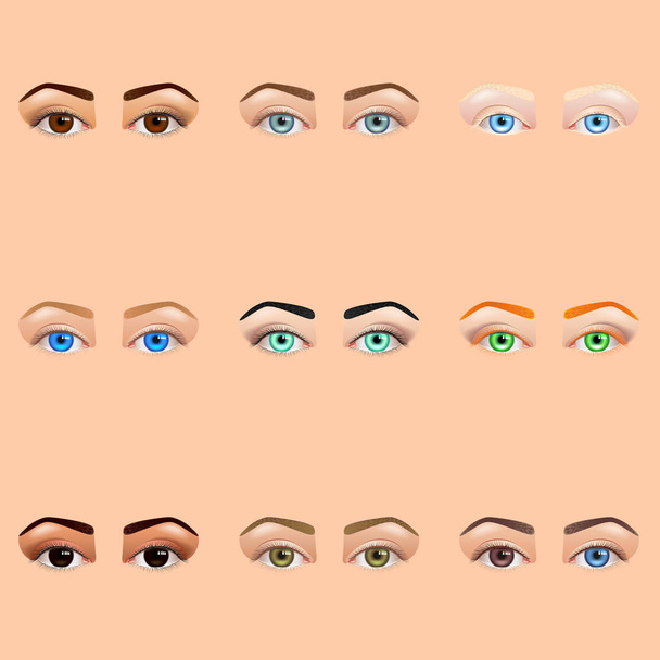 Ensemble vectoriel d'icônes yeux et sourcils féminins
 - Vecteur, image