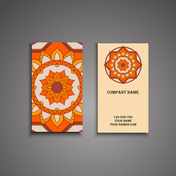 Vektorikortti. Kukka Mandala kuvio ja koristeet. Alkuperä
 - Vektori, kuva