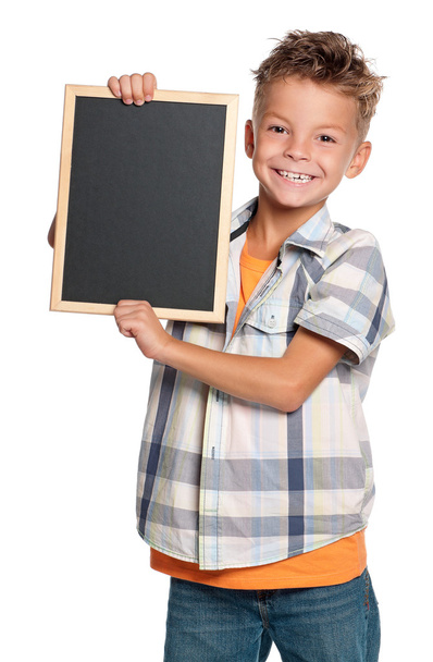Boy with small blackboard - Fotoğraf, Görsel