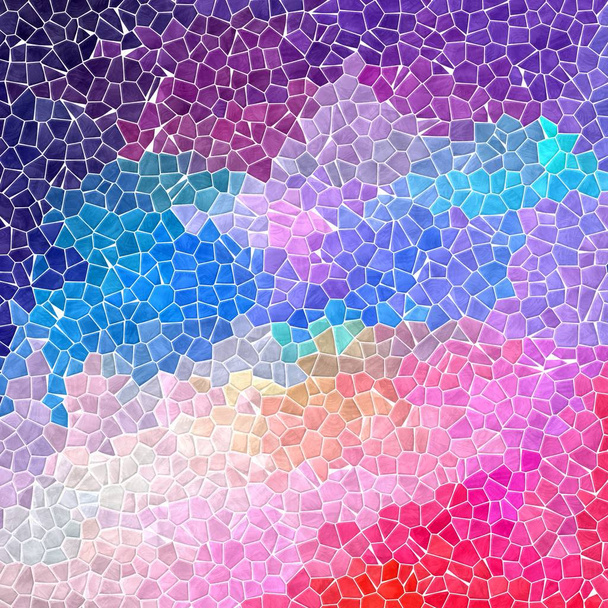 kleurrijke roze, blauw, paars en violet gekleurde abstracte marmeren onregelmatige kunststof steenachtige mozaïek patroon textuur achtergrond met witte specie - levendige kleuren - Foto, afbeelding