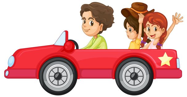 kinderen en een auto - Vector, afbeelding