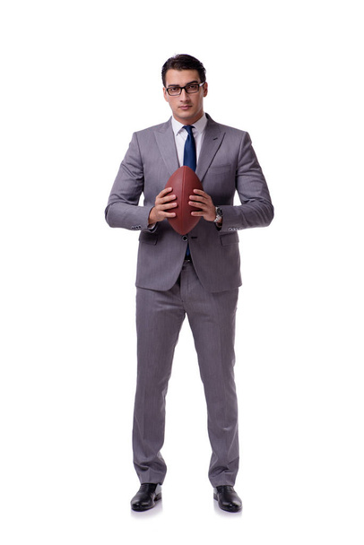 Businessman with american football isolated on white - Photo, Image
