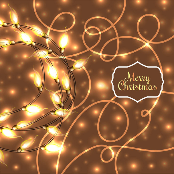 Πολύχρωμο λαμπερό χριστουγεννιάτικο Lights.Vector στοιχείων μπορεί να χρησιμοποιηθεί ως φόντο για το νέο έτος διακόσμηση. Εικονογράφηση διακοπών, φωτεινή γιρλάντα ηλεκτρικό, λαμπερός λαμπτήρες και σύρμα - Διάνυσμα, εικόνα