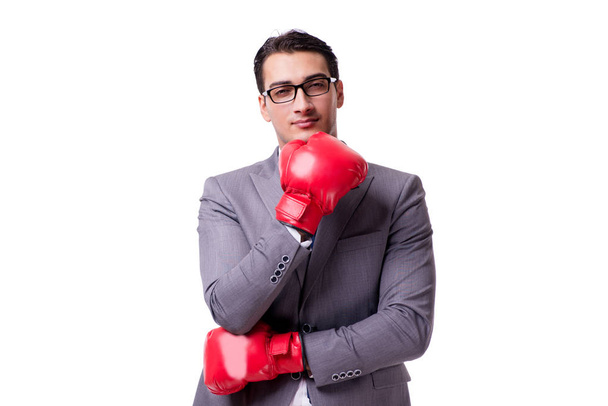 Liikemies nyrkkeily eristetty valkoisella taustalla - Valokuva, kuva