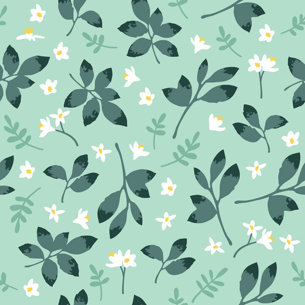 Vector seamless floral pattern. Background with flowers and leaves. - Vecteur, image