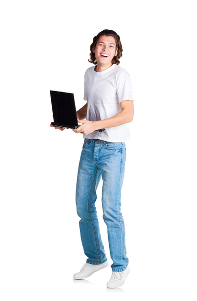 Happy student with laptop - Photo, image