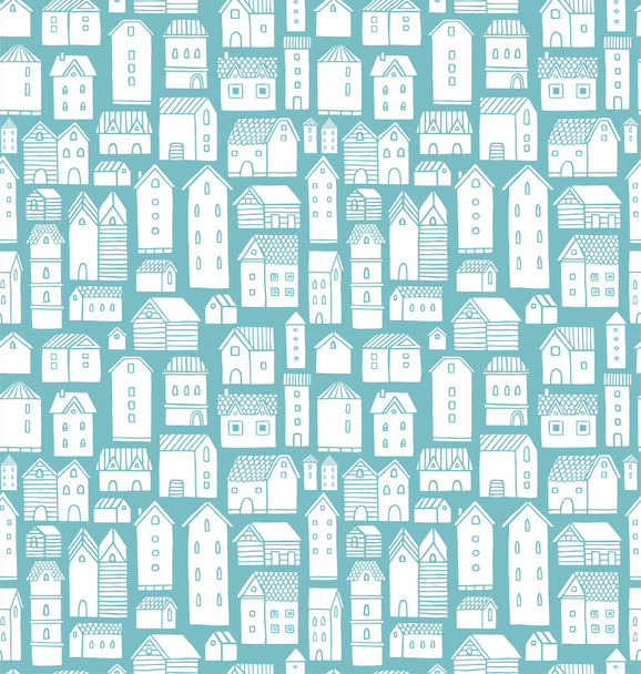 Häuser nahtloses Muster - Vektor, Bild