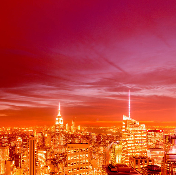 View of New York Manhattan during sunset hours - Photo, image