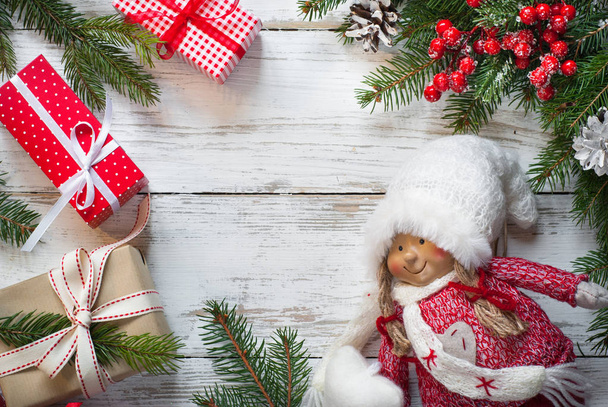 Christmas presents and Christmas Doll - Foto, Imagen