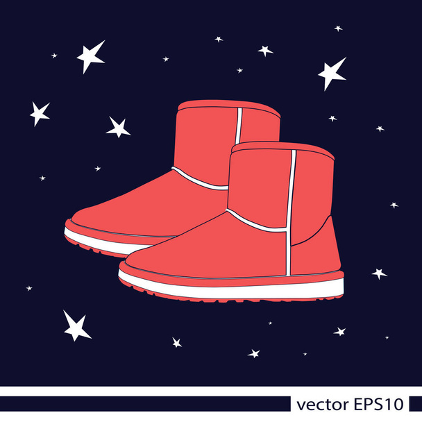 pair of fashion ugg boots - Vector, imagen