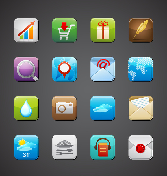 verzameling van apps icons - Vector, afbeelding